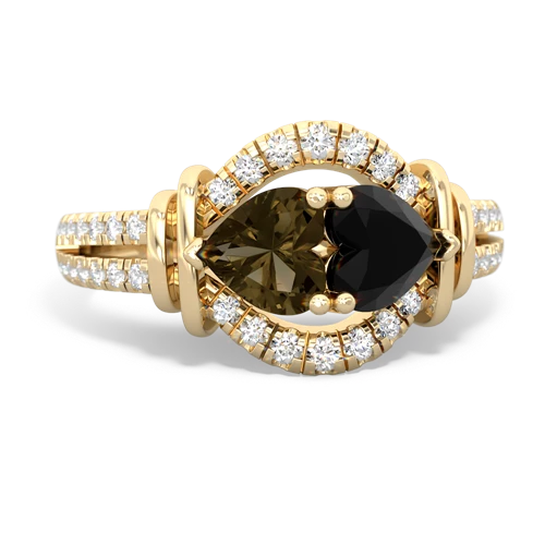 smoky quartz-onyx pave keepsake ring