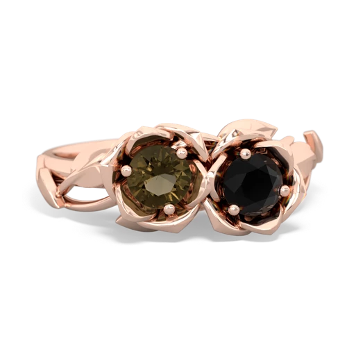 smoky quartz-onyx roses ring