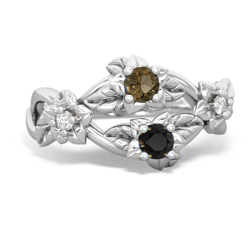 Smoky Quartz Genuine Smoky Quartz with Genuine Black Onyx Sparkling Bouquet ring Ring