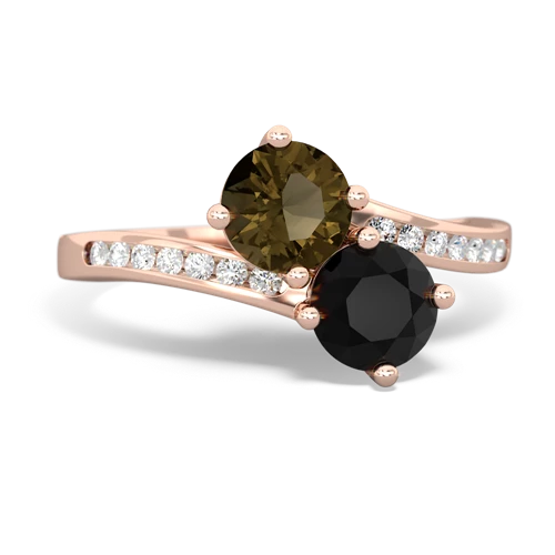 Smoky Quartz Genuine Smoky Quartz with Genuine Black Onyx Keepsake Two Stone ring Ring