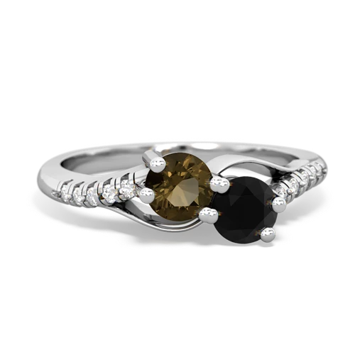 Smoky Quartz Genuine Smoky Quartz with Genuine Black Onyx Two Stone Infinity ring Ring