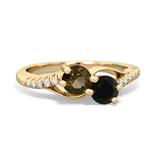 Smoky Quartz Genuine Smoky Quartz with Genuine Black Onyx Two Stone Infinity ring Ring