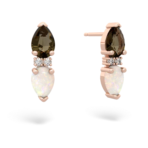 smoky quartz-opal bowtie earrings