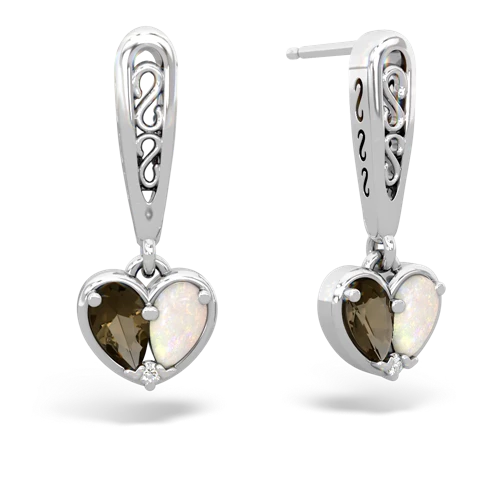 smoky quartz-opal filligree earrings