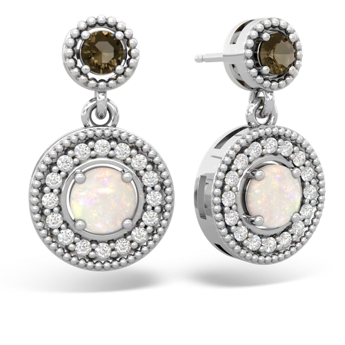 Smoky Quartz Genuine Smoky Quartz with Genuine Opal Halo Dangle earrings Earrings