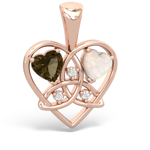 smoky quartz-opal celtic heart pendant