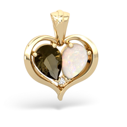 smoky quartz-opal half heart whole pendant