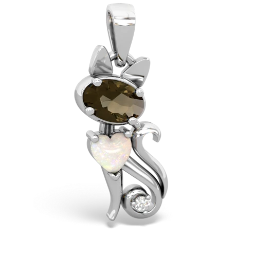 Smoky Quartz Genuine Smoky Quartz with Genuine Opal Kitten pendant Pendant