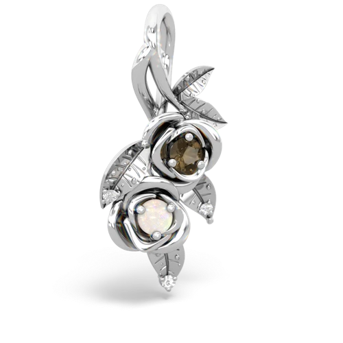 Smoky Quartz Genuine Smoky Quartz with Genuine Opal Rose Vine pendant Pendant