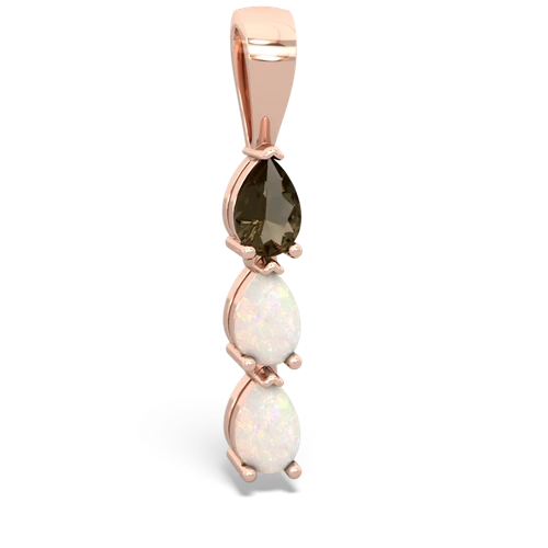 Smoky Quartz Genuine Smoky Quartz with Genuine Opal and Genuine Opal Three Stone pendant Pendant