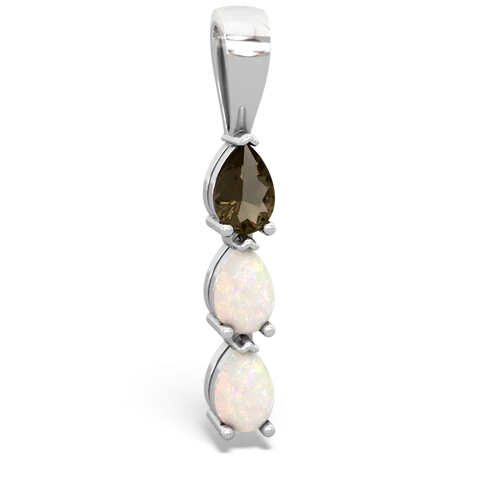 Smoky Quartz Genuine Smoky Quartz with Genuine Opal and  Three Stone pendant Pendant