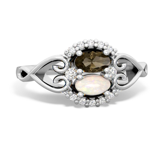 Smoky Quartz Genuine Smoky Quartz with Genuine Opal Love Nest ring Ring