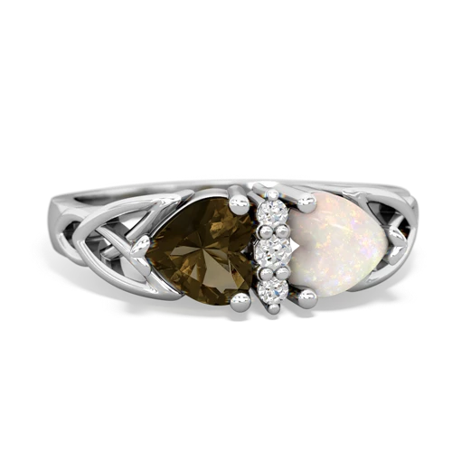 smoky quartz-opal celtic ring