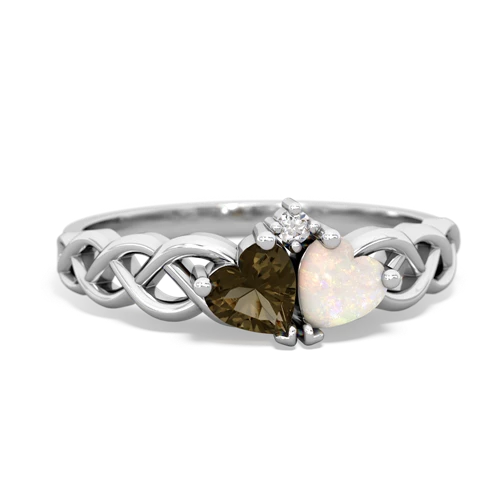 smoky quartz-opal celtic braid ring