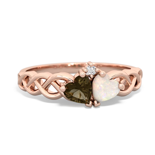 smoky quartz-opal celtic braid ring