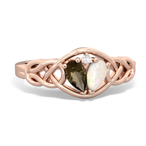 smoky quartz-opal celtic knot ring