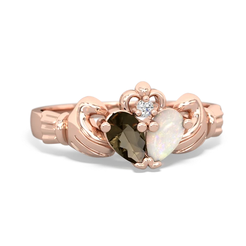 smoky quartz-opal claddagh ring
