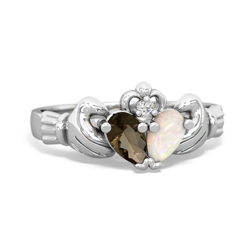 Smoky Quartz Genuine Smoky Quartz with Genuine Opal Claddagh ring Ring
