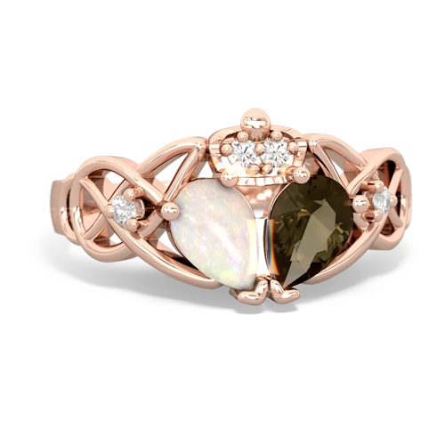 smoky quartz-opal claddagh ring