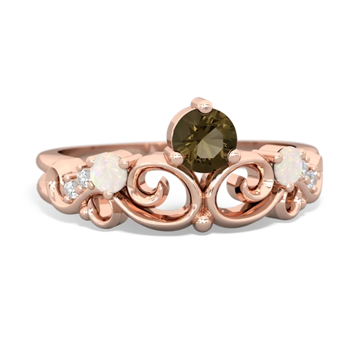 Smoky Quartz Genuine Smoky Quartz with Genuine Opal and Lab Created Ruby Crown Keepsake ring Ring
