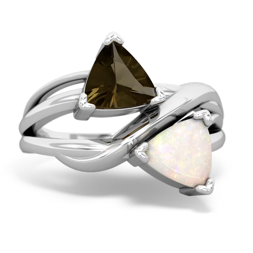 Smoky Quartz Genuine Smoky Quartz with Genuine Opal Split Band Swirl ring Ring