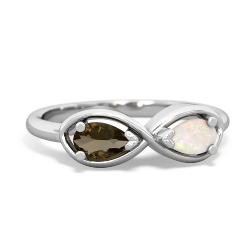 Smoky Quartz Genuine Smoky Quartz with Genuine Opal Infinity ring Ring