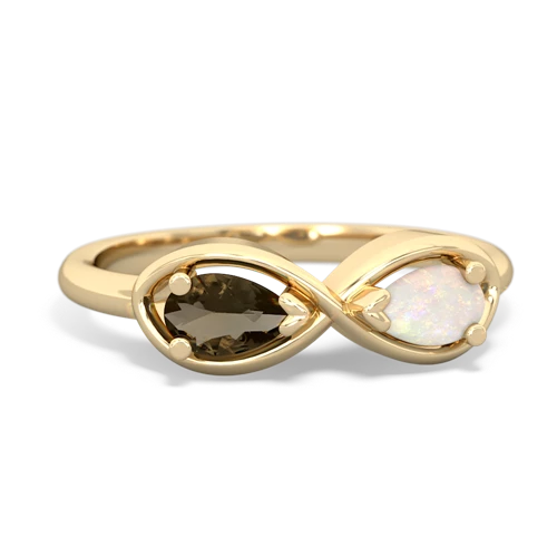 smoky quartz-opal infinity ring