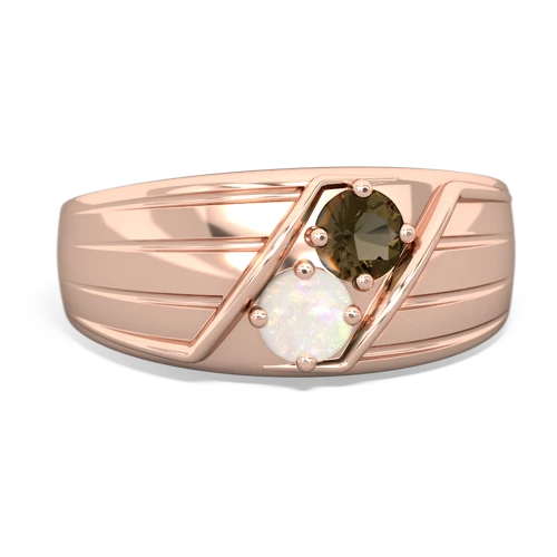 smoky quartz-opal mens ring