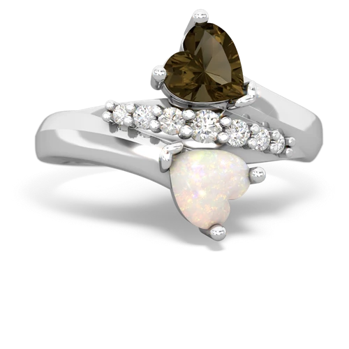 smoky quartz-opal modern ring