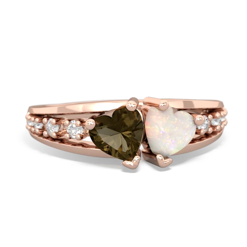 smoky quartz-opal modern ring