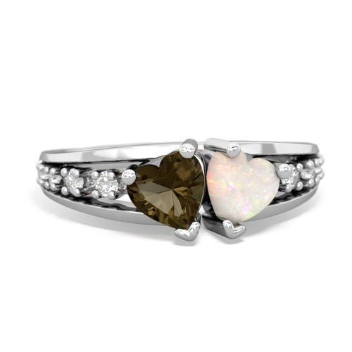 smoky quartz-opal modern ring