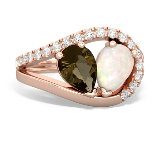 smoky quartz-opal pave heart ring