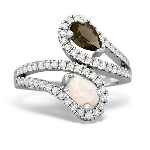 Smoky Quartz Genuine Smoky Quartz with Genuine Opal Diamond Dazzler ring Ring