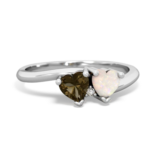 Smoky Quartz Genuine Smoky Quartz with Genuine Opal Sweetheart's Promise ring Ring