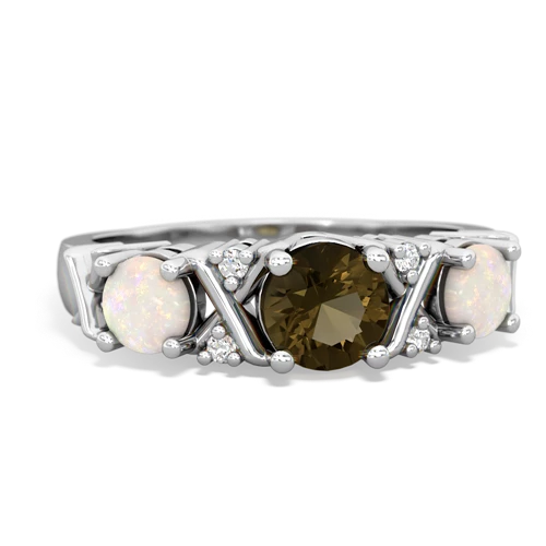 Smoky Quartz Genuine Smoky Quartz with Genuine Opal and Genuine Peridot Hugs and Kisses ring Ring