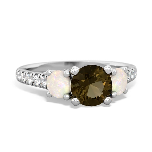 Smoky Quartz Genuine Smoky Quartz with Genuine Opal and  Pave Trellis ring Ring