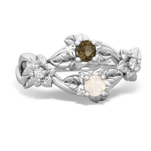 Smoky Quartz Genuine Smoky Quartz with Genuine Opal Sparkling Bouquet ring Ring