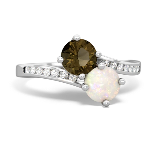 Smoky Quartz Genuine Smoky Quartz with Genuine Opal Keepsake Two Stone ring Ring