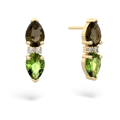 smoky quartz-peridot bowtie earrings