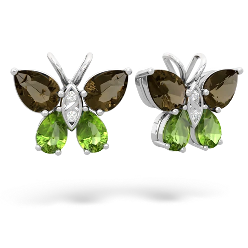 smoky quartz-peridot butterfly earrings