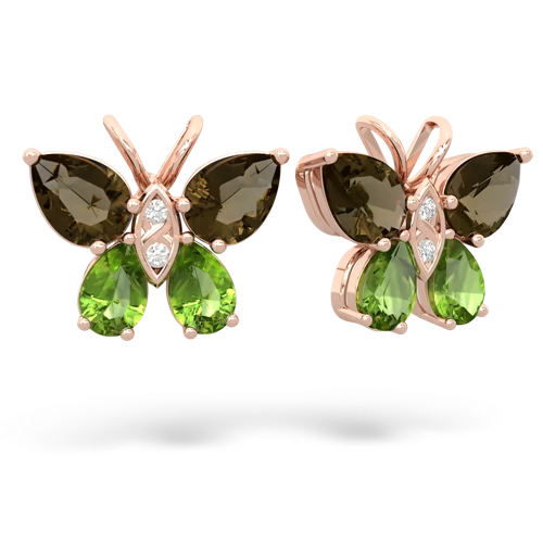 smoky quartz-peridot butterfly earrings