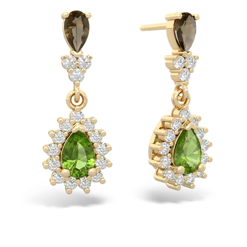 smoky quartz-peridot dangle earrings