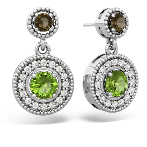 smoky quartz-peridot halo earrings
