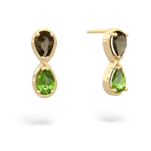 smoky quartz-peridot infinity earrings