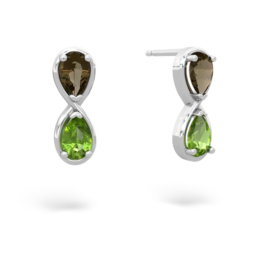 smoky quartz-peridot infinity earrings