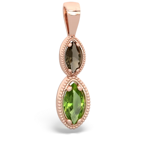 Smoky Quartz Genuine Smoky Quartz with Genuine Peridot Antique-style Halo pendant Pendant