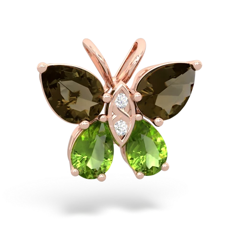 smoky quartz-peridot butterfly pendant