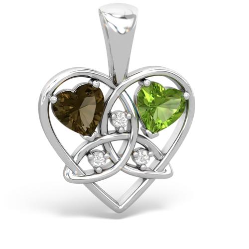 smoky quartz-peridot celtic heart pendant