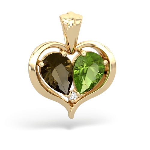 smoky quartz-peridot half heart whole pendant