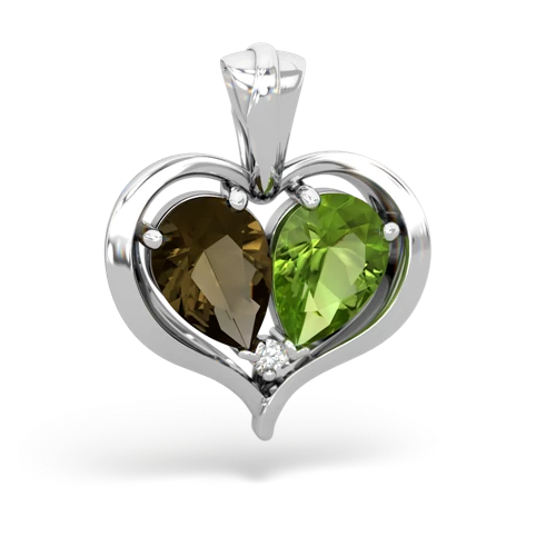 smoky quartz-peridot half heart whole pendant